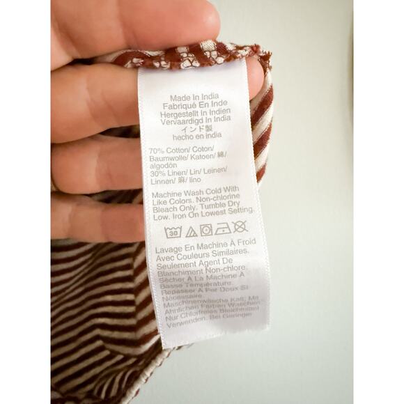 Madewell | NWT Bubble Tee in Henna Brown Cream Stripe | Sz S - Picture 7 of 9